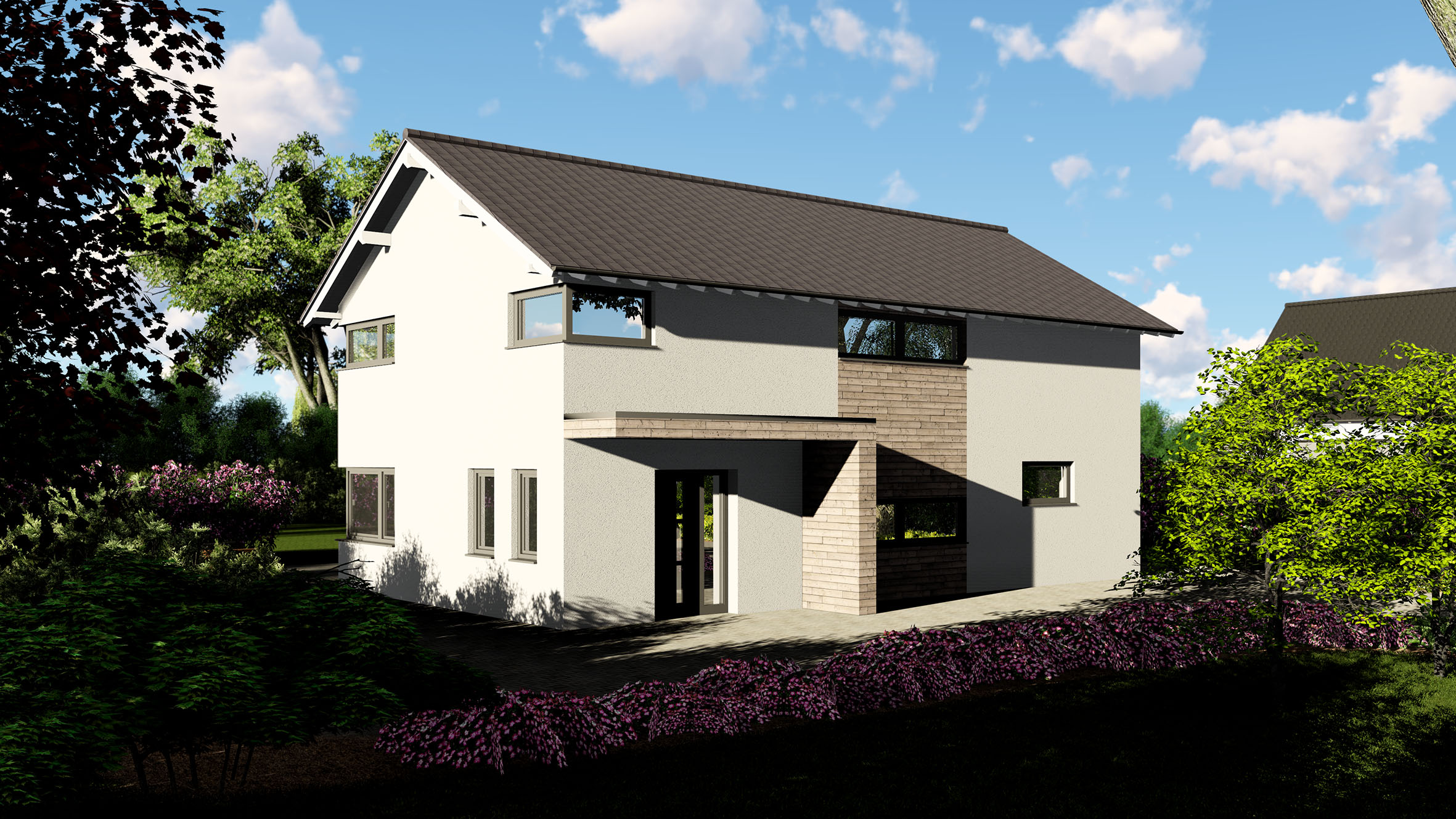 Satteldach(S18)Haus Soelden Satteldach 2geschossig Eingangsüberdachung